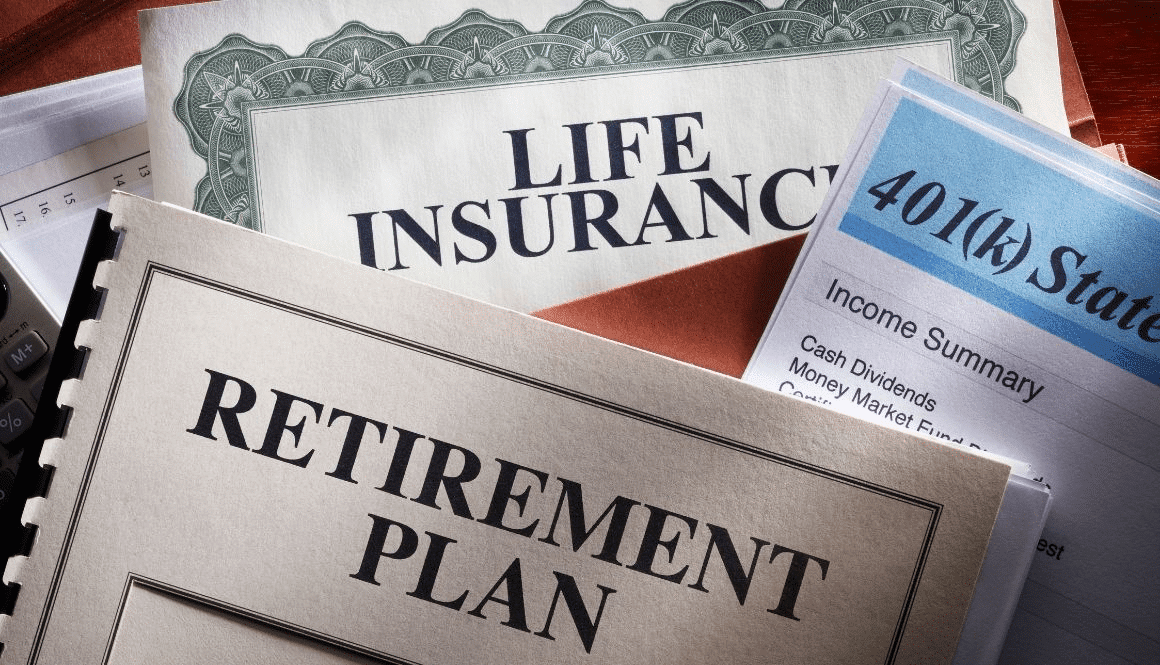 Image of retirement plan, life insurance, and 401(k)