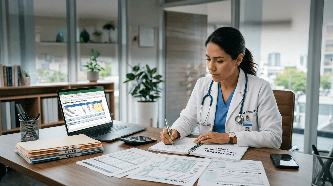 Medical Professional reviewing all tax plans and looking at the best.