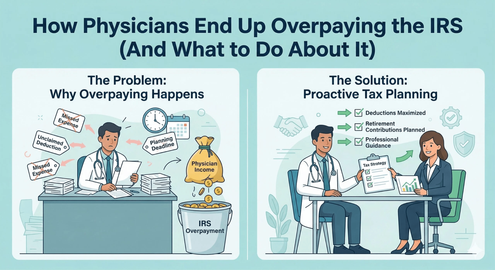 visual representation of high-income paying physicians, problem vs solution